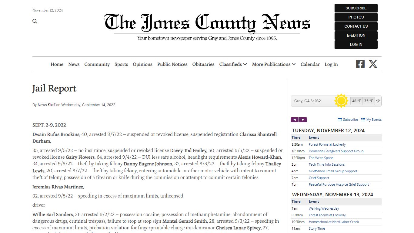 Jail Report | Jones County News - jcnews.com